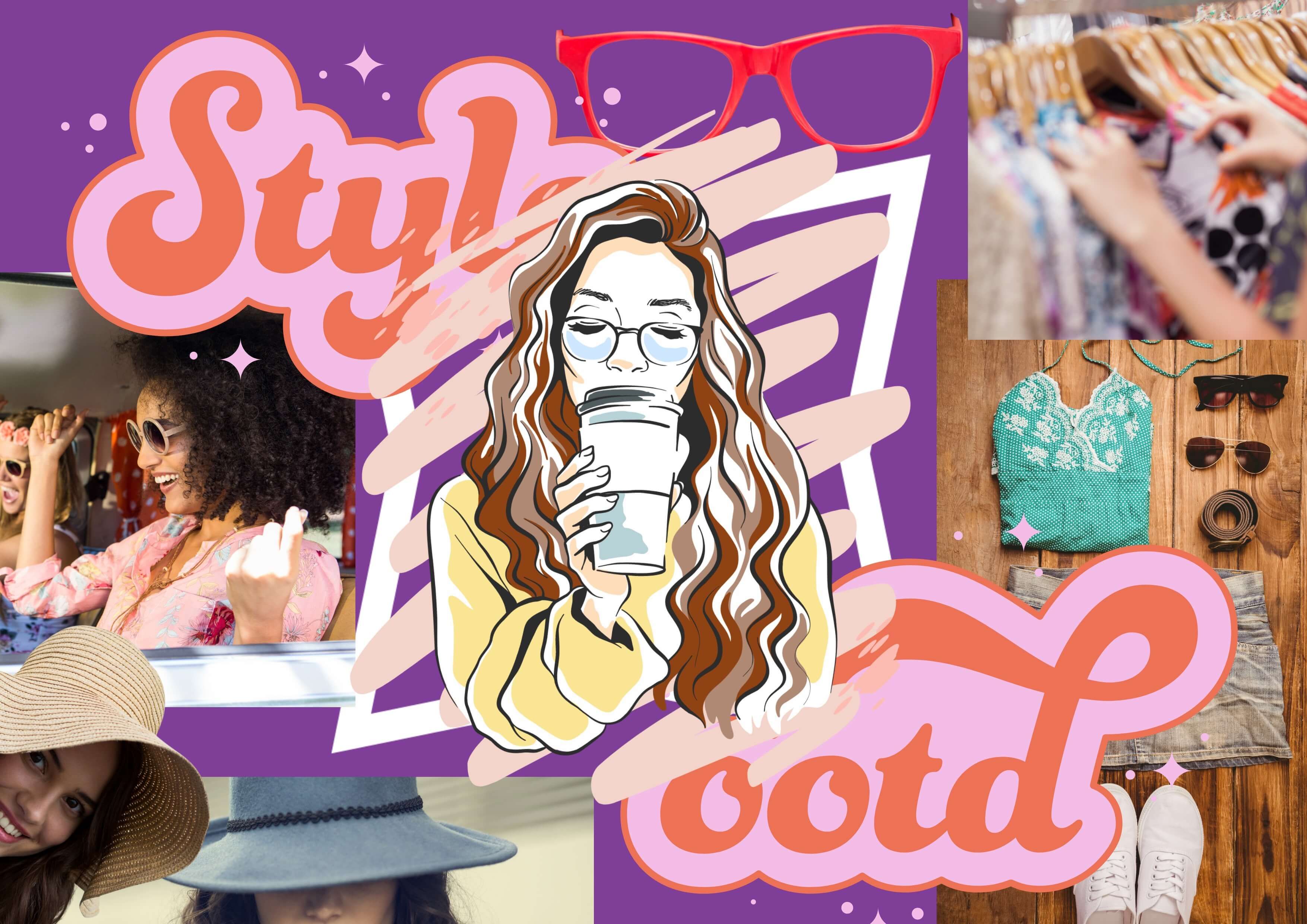 Fashion Collage with Trendy Fashion Imagery and Buzzword Icons - How to make a collage: A complete inspirational guide with examples - Image